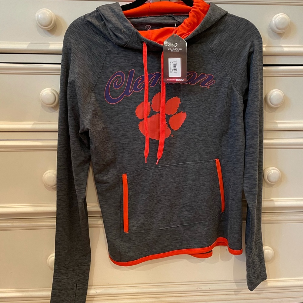 NWT Clemson University Tigers Pull Over Sweatshirt with Hoodie Size S
